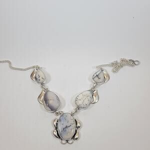Handmade Sterling Silver Necklace with White Jasper Stone Unique Artisan Jewelry